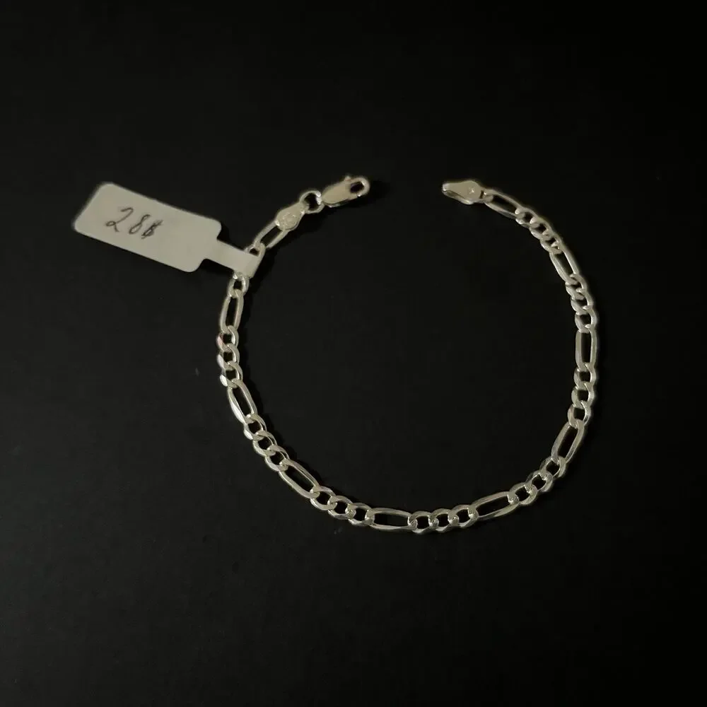 Esclava De Plata 925 Con Tejido Figaro,925 Silver Bracelet 7 Inch